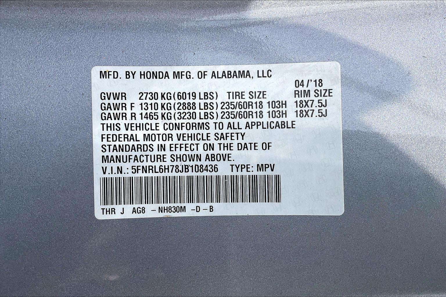 2018 Honda Odyssey EX-L