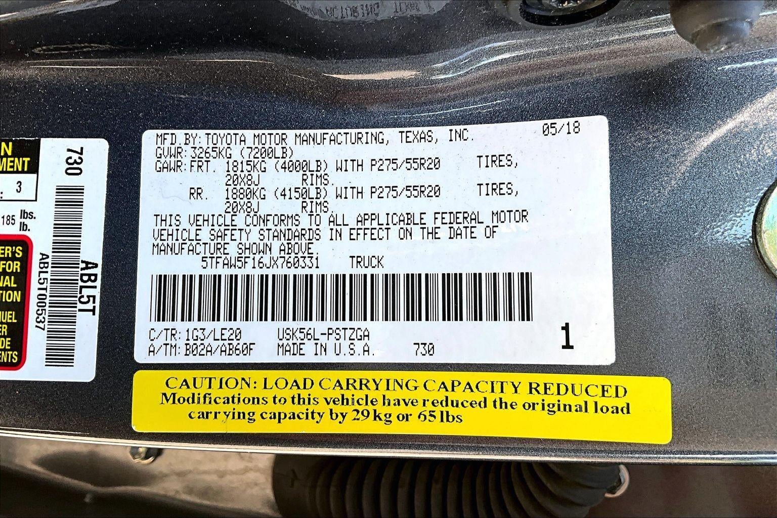 2018 Toyota Tundra 4WD SR5