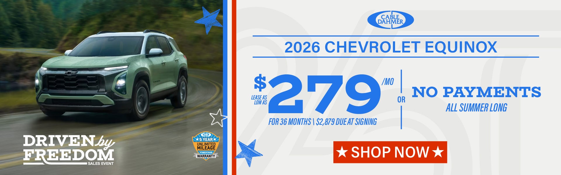 Lease as low as $279/mo for 36 months with $2,879 due at sig