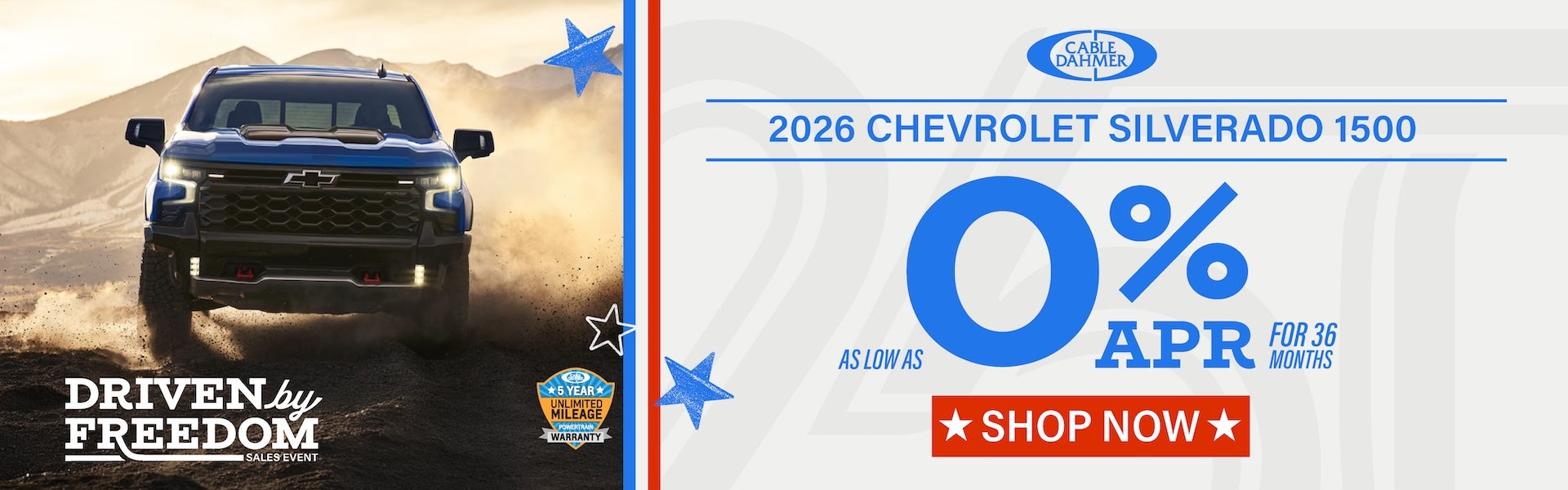 2026 Silverado 1500 as low as 0% APR