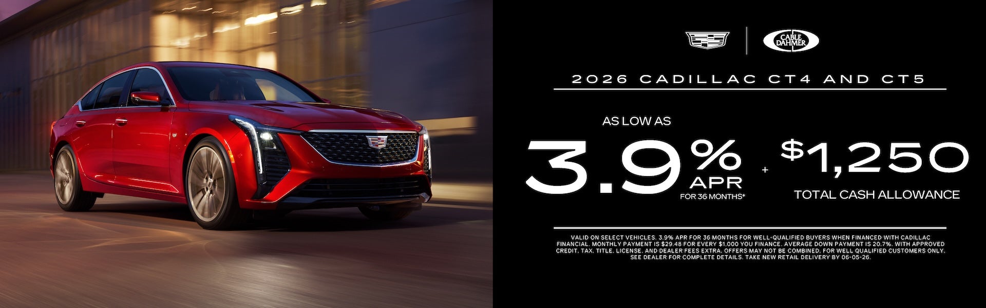 2026 Cadillac CT4 and CT5 as low as 3.9% APR