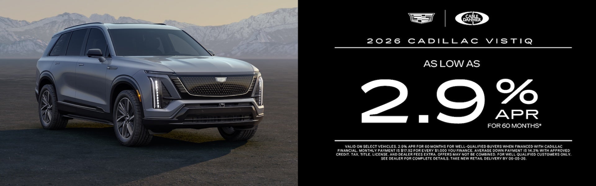 2026 Cadillac VISTIQ as low as 2.9% APR